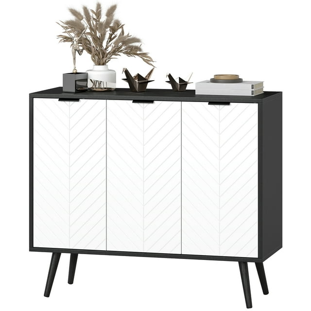 HOMCOM Buffet Moderne, Armoire de Salle à Manger avec Tablettes Ajustables et 3 Portes, Noir