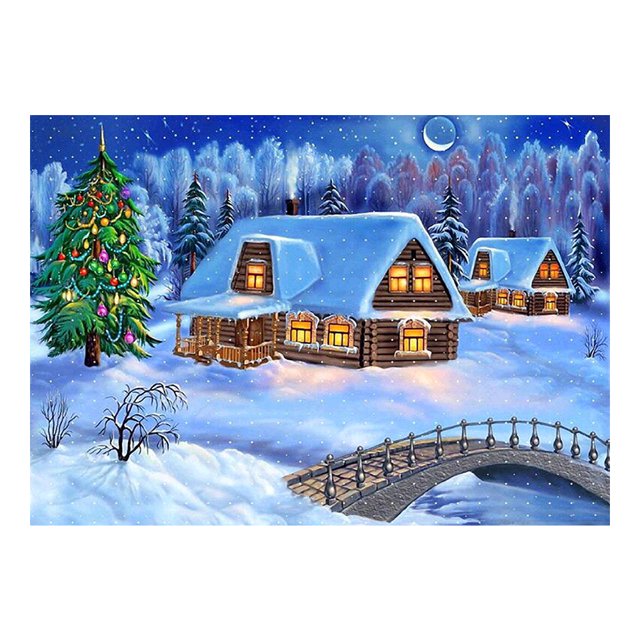 Taladro Pintura Diamante (DF4445) 5D DIY Casa de Navidad completa Bordado de punto de cruz 40x50cm FLhrweasw Nuevo