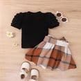 thumbnail image 5 of KAUOD Toddler Girls Short Sleeve Ribbed T Shirt Tops Plaid Skirt Outfits Easter Outfit 4t, 5 of 7