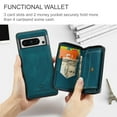 thumbnail image 2 of Wallet Case for Google Pixel 9 / 9 Pro, Removeable Zipper Pocket Back Case with Card Holder, PU Leather Drop Protective Cover Case with Kickstand for Google Pixel 9 / 9 Pro, Blue, 2 of 7