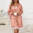 thumbnail image 5 of Sexy Lingerie, PUTUO Lingerie for Women, 2pcs Lace Cami Nightgown with Robes, Plus Size Satin Silk Robe, 5 of 7