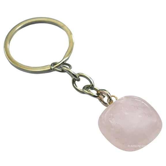 Rose Quartz Crystal Car Key Holder, Tumbled Crystal Keychain