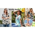 thumbnail image 6 of Fantaslook Dressy Blouses for Women Pleated Short Sleeve Tunic Tops Casual Floral Shirts, 6 of 7
