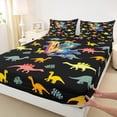 thumbnail image 3 of Manfei Initial Letter V Twin Sheet Sets,Cute Dinosaur Twin Fitted Sheet,Pink Black Flat Sheet For Boys,Breathable Bedroom Decoration,3pcs, 3 of 7