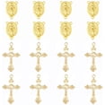 thumbnail image 1 of Rosario dorado de estilo tibetano con medalla milagrosa central, crucifijo de aleación, colgante ovalado tipo candelabro y conectores dorados., 1 of 9
