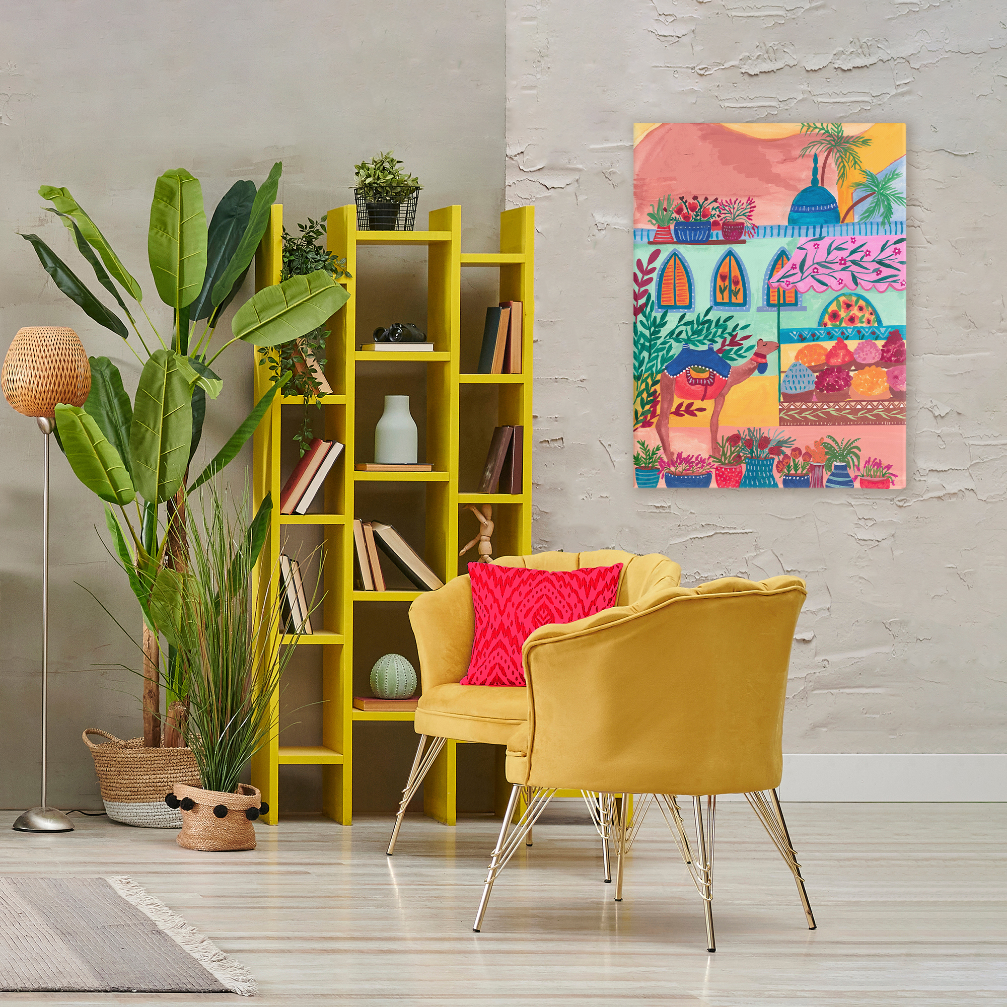 Exotic Egypt Camel Canvas Wall Art, design by Nabeela Rumi