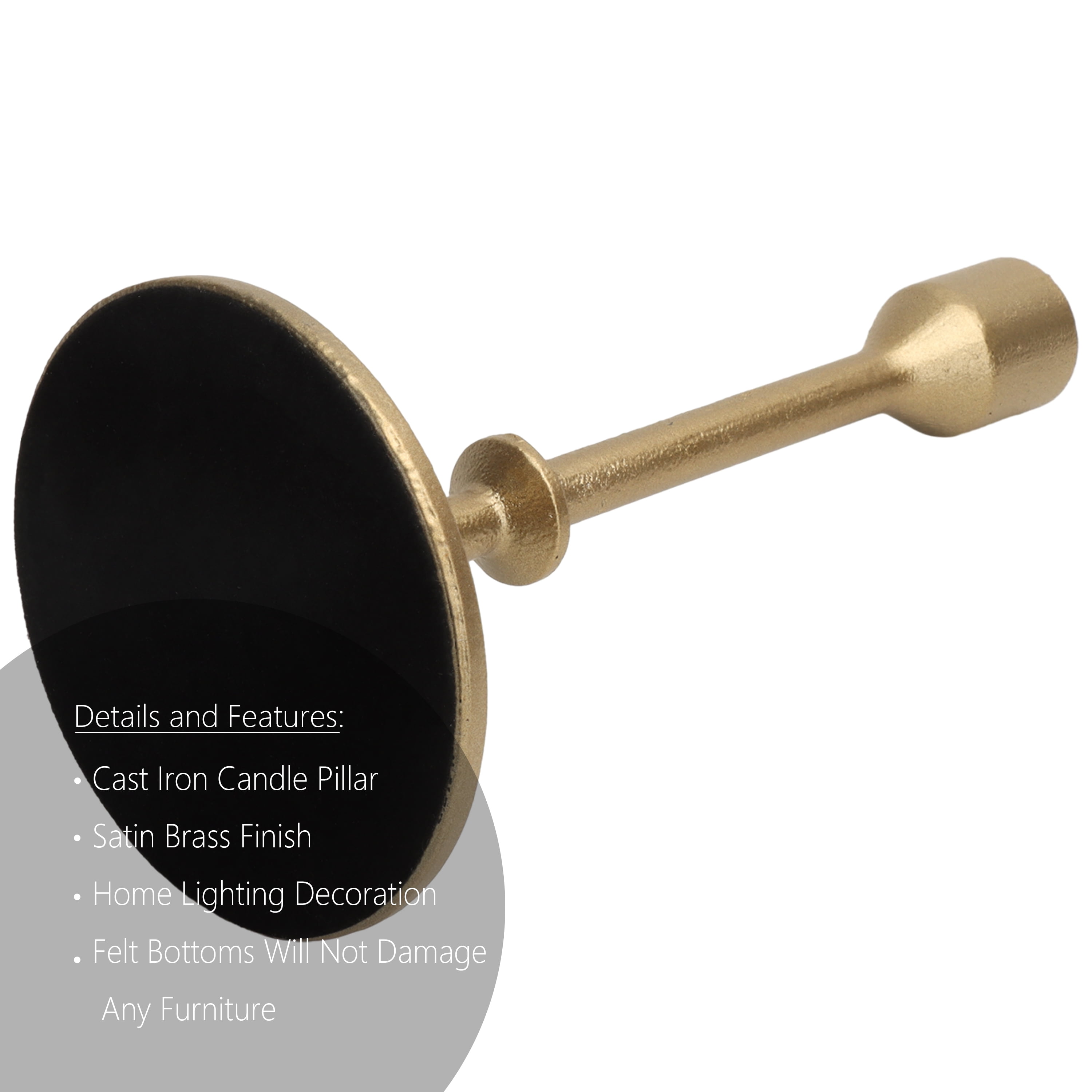(4 pack) Better Homes & Gardens Gold Cast Iron Taper Candle Holder, 7.8 in, Large