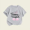 thumbnail image 3 of AOMPMSDX Summer New Children's Clothing Style Girls Short Sleeve T Shirt Easter Bunny Printed Round Neck Children T Shirt Festive Gifts Grey 8 Years-9 Years, 3 of 3