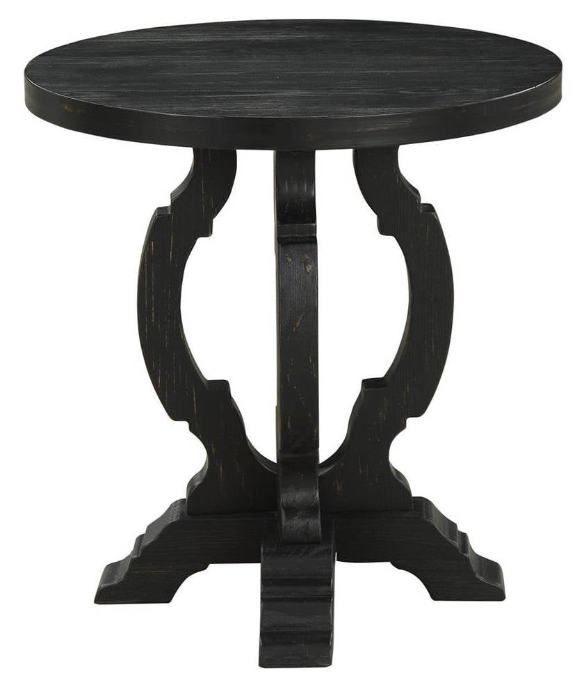 Round Accent Table in Black Finish