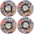 thumbnail image 2 of Shower Caps,Pioneer Flower Floral Print Pattern Waterproof Shower Cap for Women 4 Pieces,Double Reusable Hair Cover for Shower PEVA Elastic Stretch Hem, 2 of 7