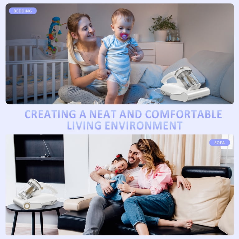 Candy Mattress Vacuum Cleaner - 16Kpa Bed Vac With UV-C Light & 140°F Heat For Dust Mites, HEPA Filter
