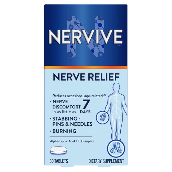 Nervive Nerve Relief, Alpha Lipoic Acid, Vitamin B12, B6, B1, 30 Tablets