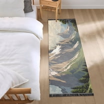 Cartoon Mountain and Forest Runner Area Rug 2x6 Soft Non-Slip Washable Bedside Carpet for Hallway Bedroom Living Room Home Decor
