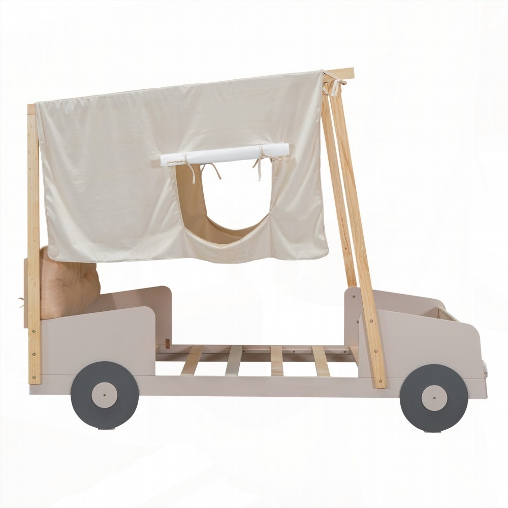 Wood Twin Size Car Bed with Pillow & LED - Sturdy & Fun