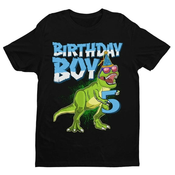 Boys Cute 5th Birthday Dinosaur T Shirt Dino Fan Novelty