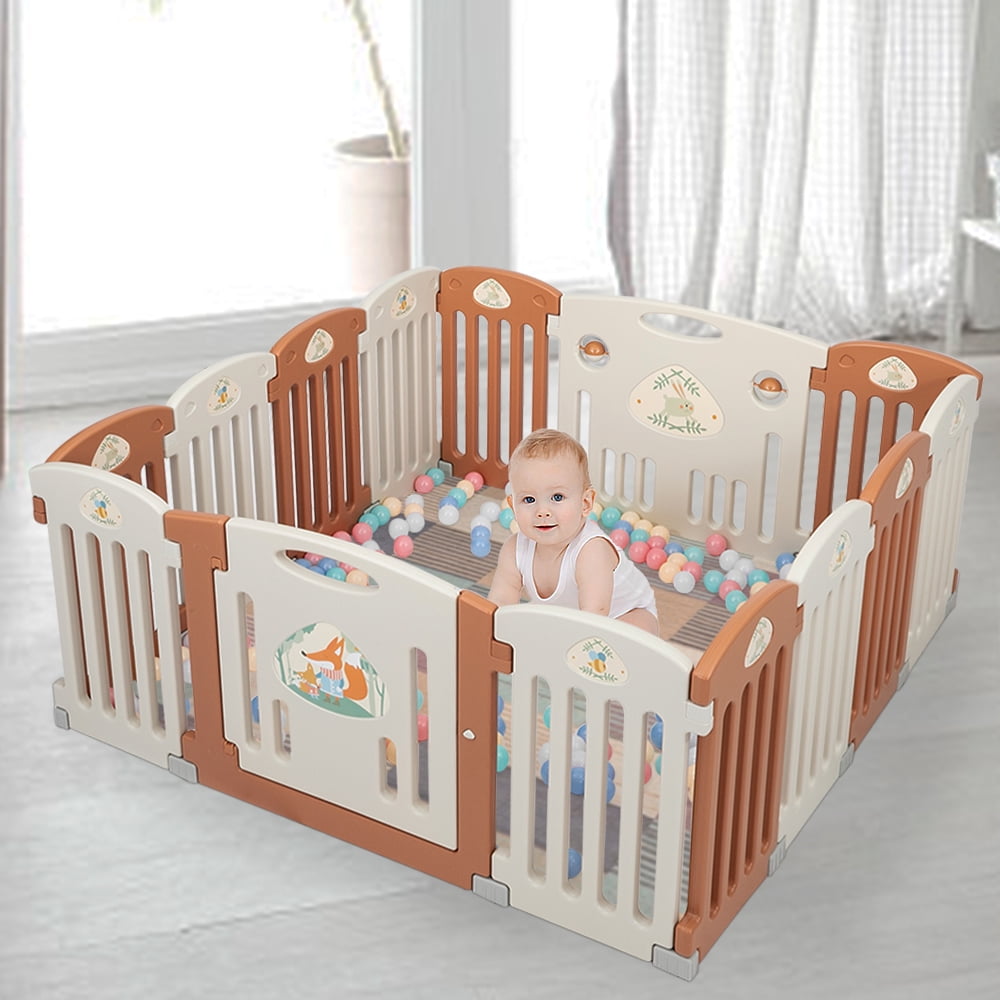 Private Jungle 14-Panel Kids Safety Activity Center Playard w/Locking Gate,Adjustable Shape,Portable Design for Indoor Outdoor Use Private Jungle 14-Panel Kids Safety Activity Center Playard w/Locking Gate,Adjustable Shape,Portable Design for Indoor Outdoor Use