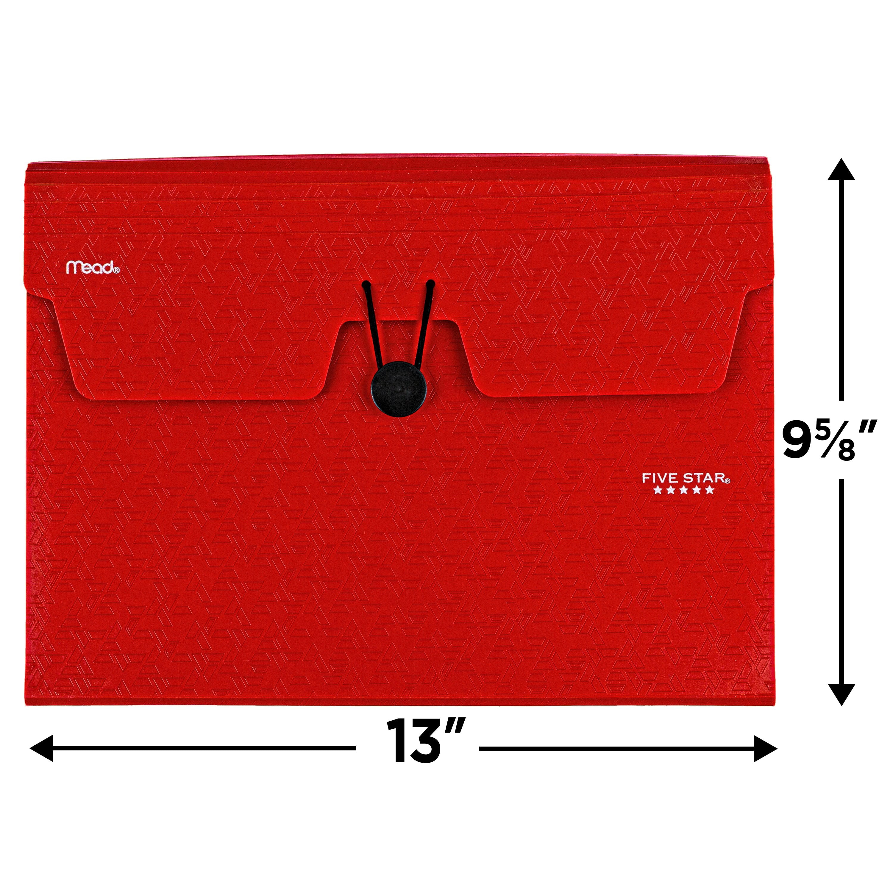 Five Star 13 Pocket Expanding File, 13" x 9 5/8", Fire Red(351440A-WMT)