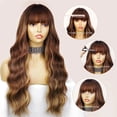 thumbnail image 7 of DOPI Blonde Wig With Bangs Long Wavy Curly Ombre Wig with Dark Root Synthetic Heat Resistant Wigs for Women Daily Party Use, 7 of 7