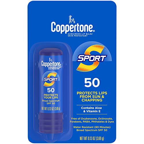 Coppertone SPORT Sunscreen Lip Balm, SPF 50 Sunscreen for Lips, Water