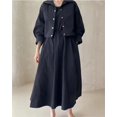 thumbnail image 3 of Traje de 2 piezas para mujer, Chaqueta corta con cuello vuelto, conjunto informal liso sin mangas, moda coreana, Primavera, 2024, 3 of 5