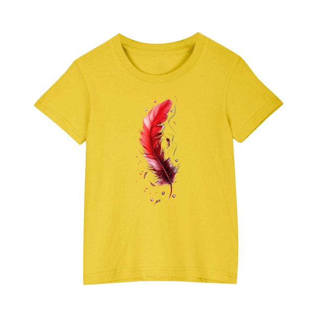 RXIRUCGD 2025 Vêtements d'Été pour Enfants T-shirt Imprimé Mode Mignon Col Rond Manches Courtes