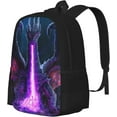 thumbnail image 2 of Cool Dragon Backpack Dragon Purple Fire Bookbag for Elementary Middle High College Casual Travel Bag Computer Laptop Daypack Rucksack, 17 Inch, 2 of 8