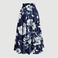 thumbnail image 3 of Women's Floral Tiered Maxi Skirt, Drawstring Elastic Waist Dressy Casual A-Line Summer Flowy Boho Skirts Mini Skirts for Women Navy XL, 3 of 4