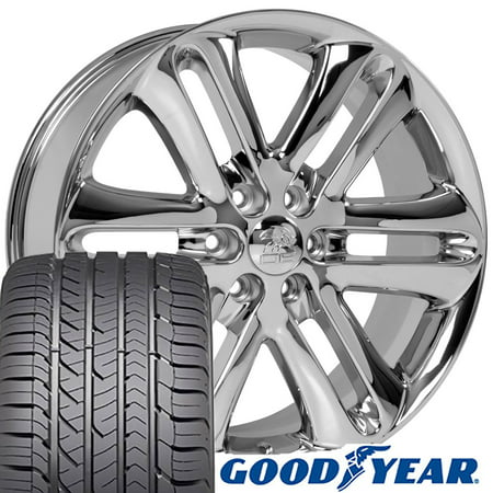 22x9 Wheels & Tires Fit Ford Trucks - F150 Style Chrome Rims and Goodyear Tires, Hollander 3918 -