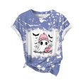 thumbnail image 4 of LYEAA Halloween T-Shirts for Women Short Sleeve Crew Neck Regular Straight Cuff Casual Wear Ghost Holiday Clothes Blue L, 4 of 5