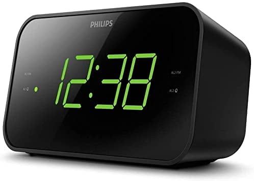 Bestselling AM/FM Clock Radio with Dual Alarms and Green LED Display Black 