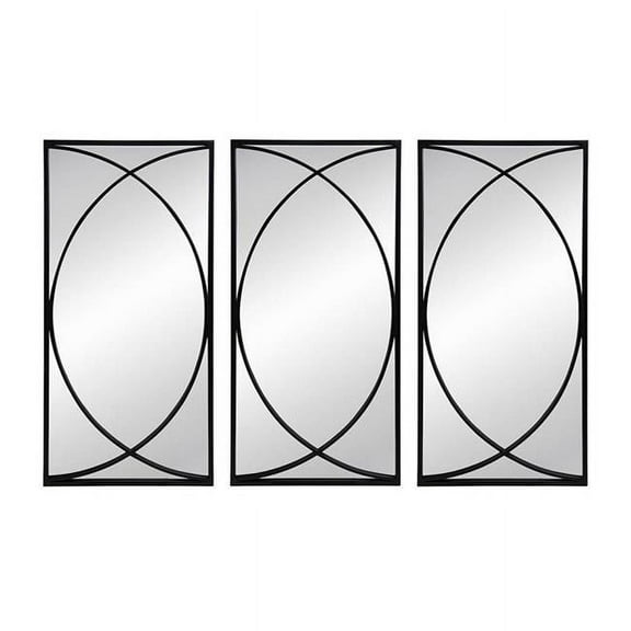 HomeRoots 485102 Black Iron Framed Accent Mirror - Set of 3