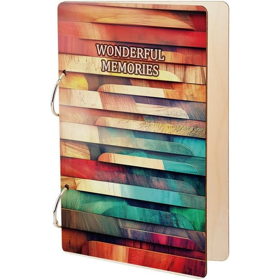 1set Wooden 2-Ring Loose Leaf Binder Postcard Phote Album Cover Oak 240x160x2.5mm Hole: 5mm 2pcs/set