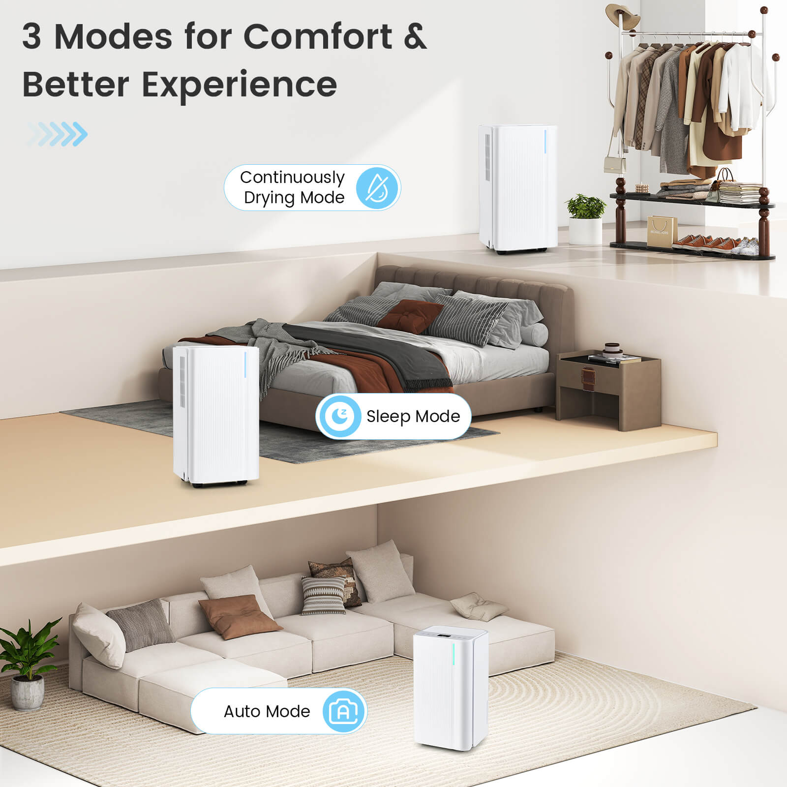 Costway 9 Pints(DOE) Dehumidifier for Home 2000 Sq.Ft Portable Dehumidifier for Bedroom 2000 sq.ft Coverage Area (MAX 32Pint at 95°F, 90%RH)