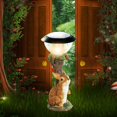 thumbnail image 4 of Adornos solares de animales para jardín, estatuas de conejo de resina con linterna, impermeables, decorativas, para exteriores, luces de terraza para patio, jardín, pasarela y jardín., 4 of 5