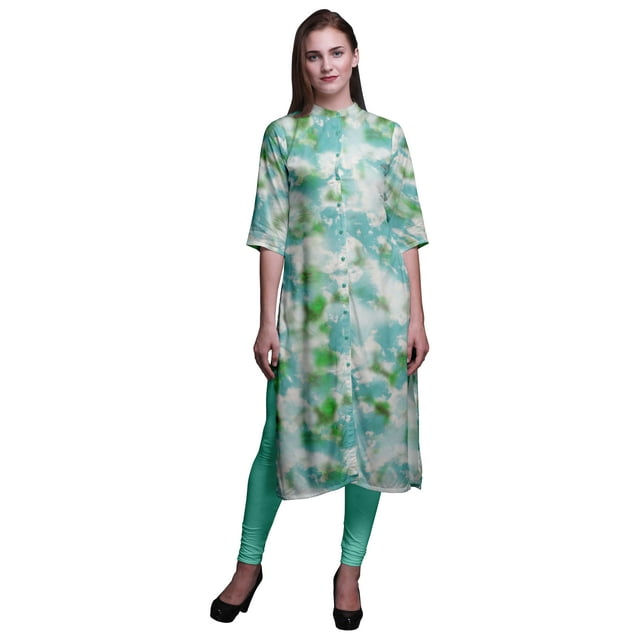 Bimba Kurtis Droits Imprimés pour Femmes, Tunique Indienne Mandarin à Boutons XXX-Large