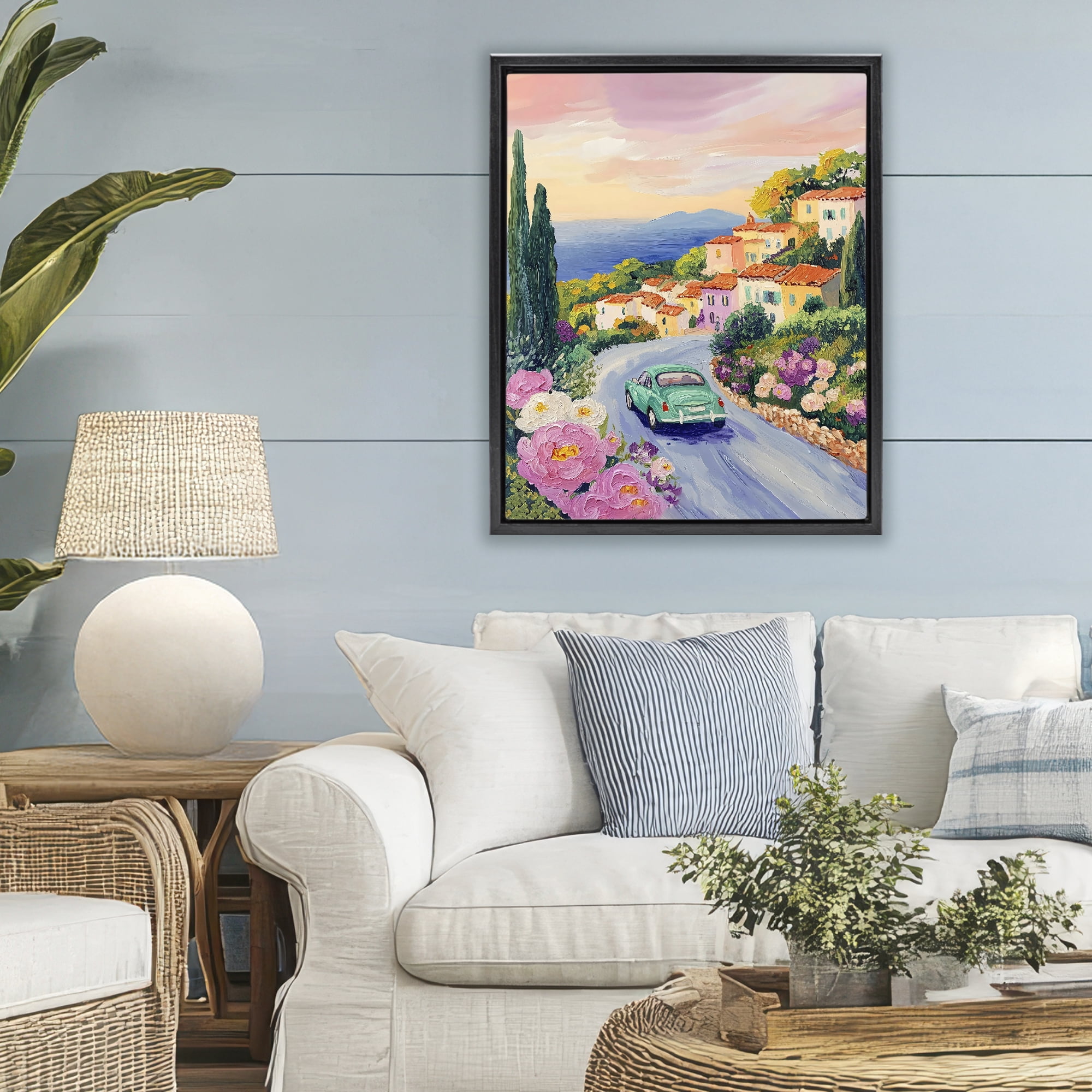 Stupell Industries Driving Along The Coast Black Framed Floater Canvas Wall Art, design by The Prints Vibe