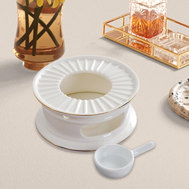 Calentador de té con portavelas, cuchara, adornos para el hogar, calentador de té, Base calefactora de té práctica y resistente, elegante para B