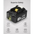 thumbnail image 3 of 2 Packs 18V 5.0Ah Battery Replace for Makita，High Capacity Lithium Battery Compatible for Makita 18V Tools, 3 of 6