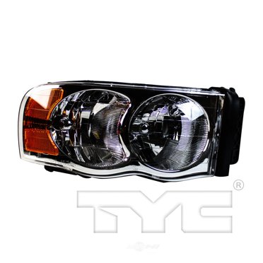 Dodge Ram 1500 Truck 2002-2005 / 2500 3500 Truck 2003-2005 Factory Style Headlights Black Housing Clear Len Amber Reflector