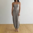 thumbnail image 3 of Women's Ribbed Tube Backless Spaghetti Straps Jumpsuit - Wide Leg Yoga Romper with Side Pockets, Casual Sexy Style, 3 of 4