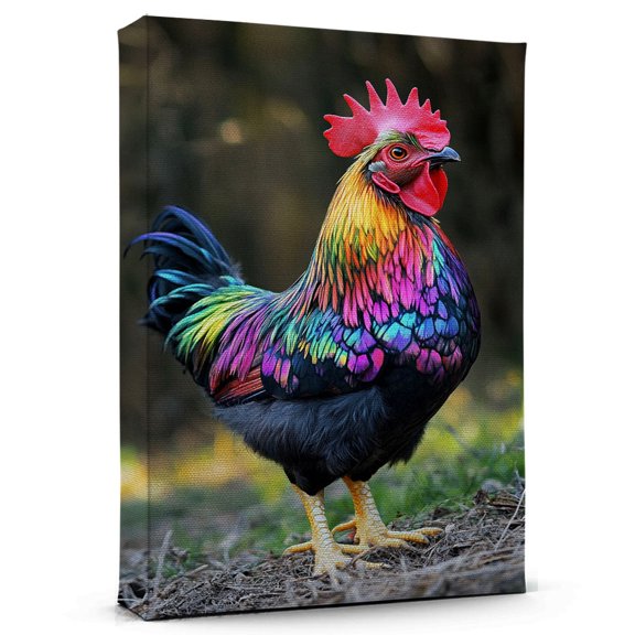 Chicken Black Cochin Frizzle Canvas Wall Art Animal Decor, Chicken Black Cochin Frizzle Canvas Prints Wild Animal Artwork for Living Room Bedroom Office 190HD186