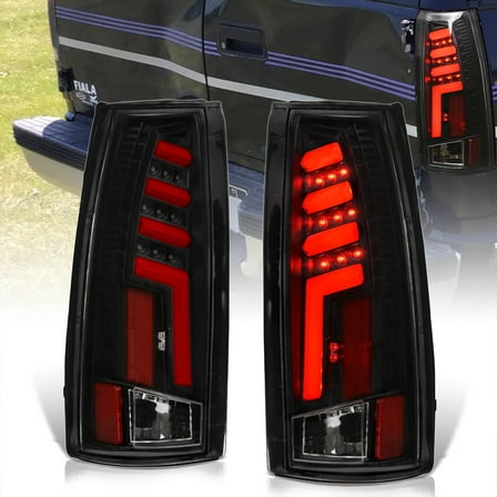 AJP Distributors Black Housing Clear Lens Red Tube LED Tail Lights Brake Stop Lamps Compatible/Replacement For Chevrolet GMC C/K C10 1500 2500 3500 Chevy Suburban Tahoe Blazer Yukon Cadillac Escalade