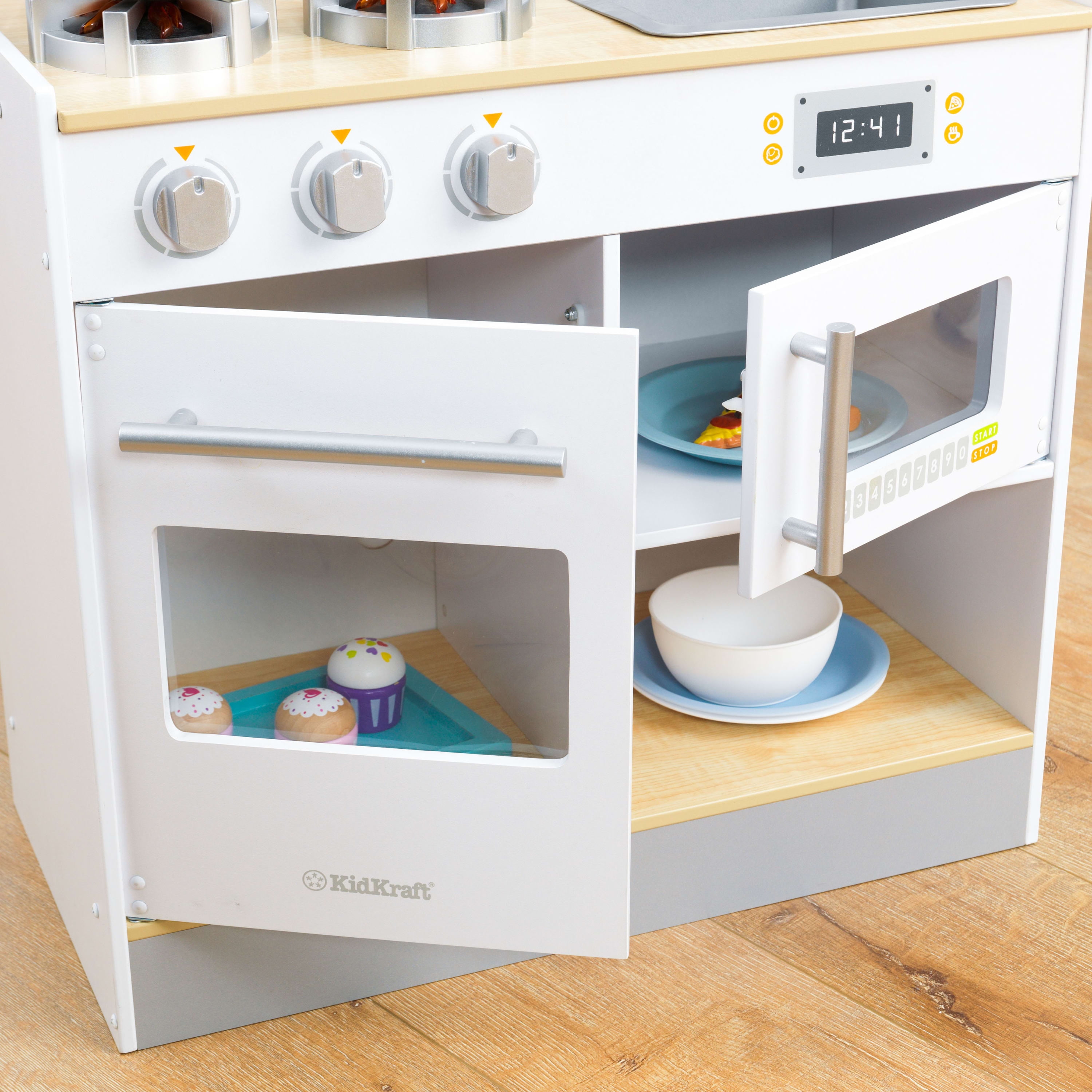 KidKraft Let s Cook Wooden Play Kitchen with Lights Sounds and Pull Down Faucet Walmart