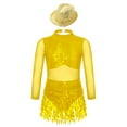 thumbnail image 2 of Yhong Grande Fille Ourlet à Franges Samba Rumba Jazz Robe de Danse Lyrique Tango Latin Compétition Vêtements de Danse Or 12, 2 of 4