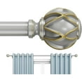 thumbnail image 1 of TRAHOO-Curtain Rods 28-48 Inch, 59-inch Rod Adjustable Length Heavy Duty, Decorative Finials, Silver, 1 of 4