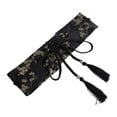 thumbnail image 3 of Cinturón de satén estilo retro para mujer, cinturón tipo kimono, corsé ancho con estampado floral atado. Oro negro, 3 of 4