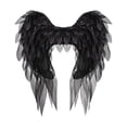thumbnail image 2 of Accesorios de disfraz de alas de ángel para cosplay para fiestas temáticas de Halloween y festivales. Negro, 2 of 8
