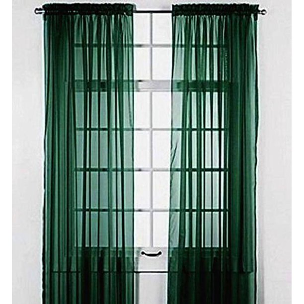 Decotex 1 Piece Elegant Solid Sheer Window Curtain Panels Treatment Drapes 55 X 108 Hunter Green Walmart Com Walmart Com