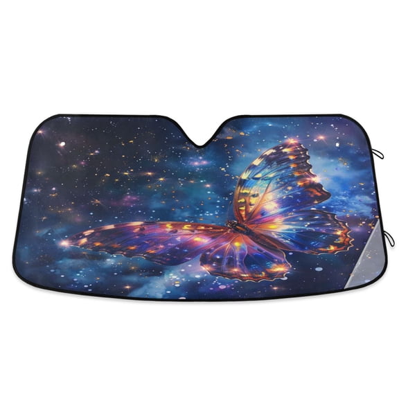 Butterfly in Galaxy Car Windshield Sun Shade Foldable Car Front Window Visor Heat and UV Protection 53x23.5
