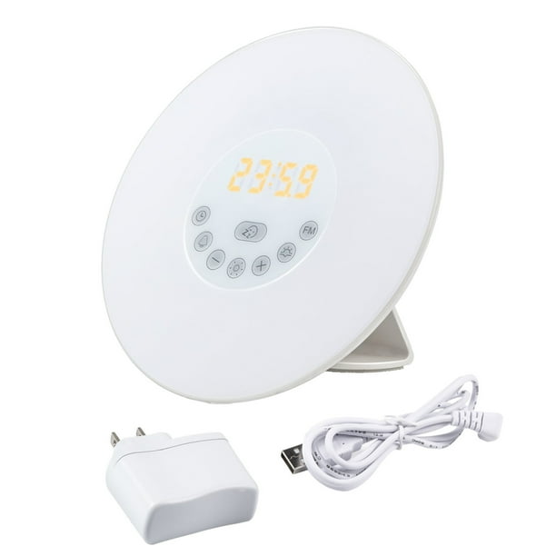 Pisexur Electrónica para Hombres Inteligente Multifunción Luz de Despertador Natural Simulación de Amanecer Despertador Natural con Reloj Despertador Radio FM Electrónica para Niños, Organizador de E